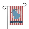 Garden flag with blue Ossipee Lake outline on red and white stripes, stating "The Smith Family".