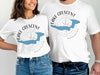 White t-shirts with "Lake Crescent Washington" text and a blue lake shape with compass.