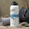 White water bottle with compass graphic, lake outline, and "MISS" text.