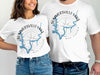 White t-shirts with "Summerville Lake West Virginia" and a blue lake map design.