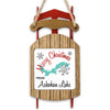 Sled ornament with "Merry Christmas from Ashokan Lake" and snowflake graphics.