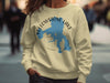 Yellowstone Lake map and compass graphic on a tan crewneck sweatshirt.