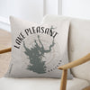 Pillow with "Lake Pleasant Arizona" text, lake silhouette, and compass rose design.