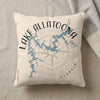 Light cream pillow with Lake Allatoona Georgia map and compass rose design.