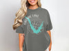 Gray t-shirt with Castaic Lake California map and compass graphic.
