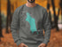 Gray sweatshirt with a teal map of Maine and "Beautiful Jordan Pond" text.