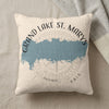 Cream pillow with blue map graphic and "Grand Lake St. Marys Ohio" text.