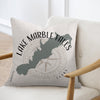 Pillow with Lake Marble Falls, Texas map and compass design.
