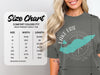 Size chart for Comfort Colors 1717 heavyweight adult tee, including width and length measurements in inches.