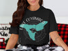 Black t-shirt with Lake Cuyamaca California map graphic and compass.