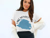 White t-shirt with blue Lake Monroe, Florida graphic and compass rose design.