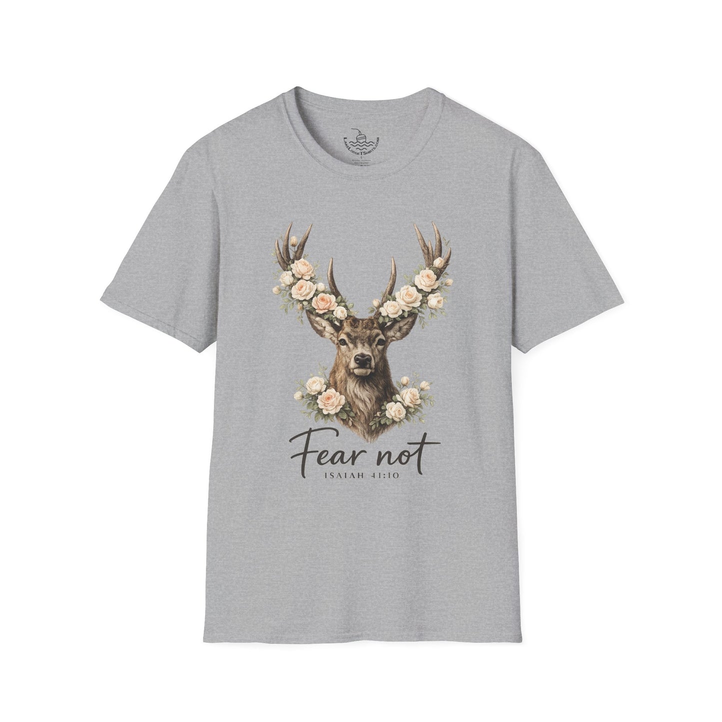 Fear Not Isaiah 41:10 Christian Bible Verse Shirt, Floor Deer Buck Antlers Design, Faith and Religious Gift, Scripture Shirt