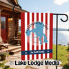 Yellowstone Lake Wyoming flag with red and white stripes and "The Smith Family".