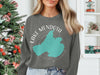 Grey sweatshirt with Lake Mendota Wisconsin map and compass design.