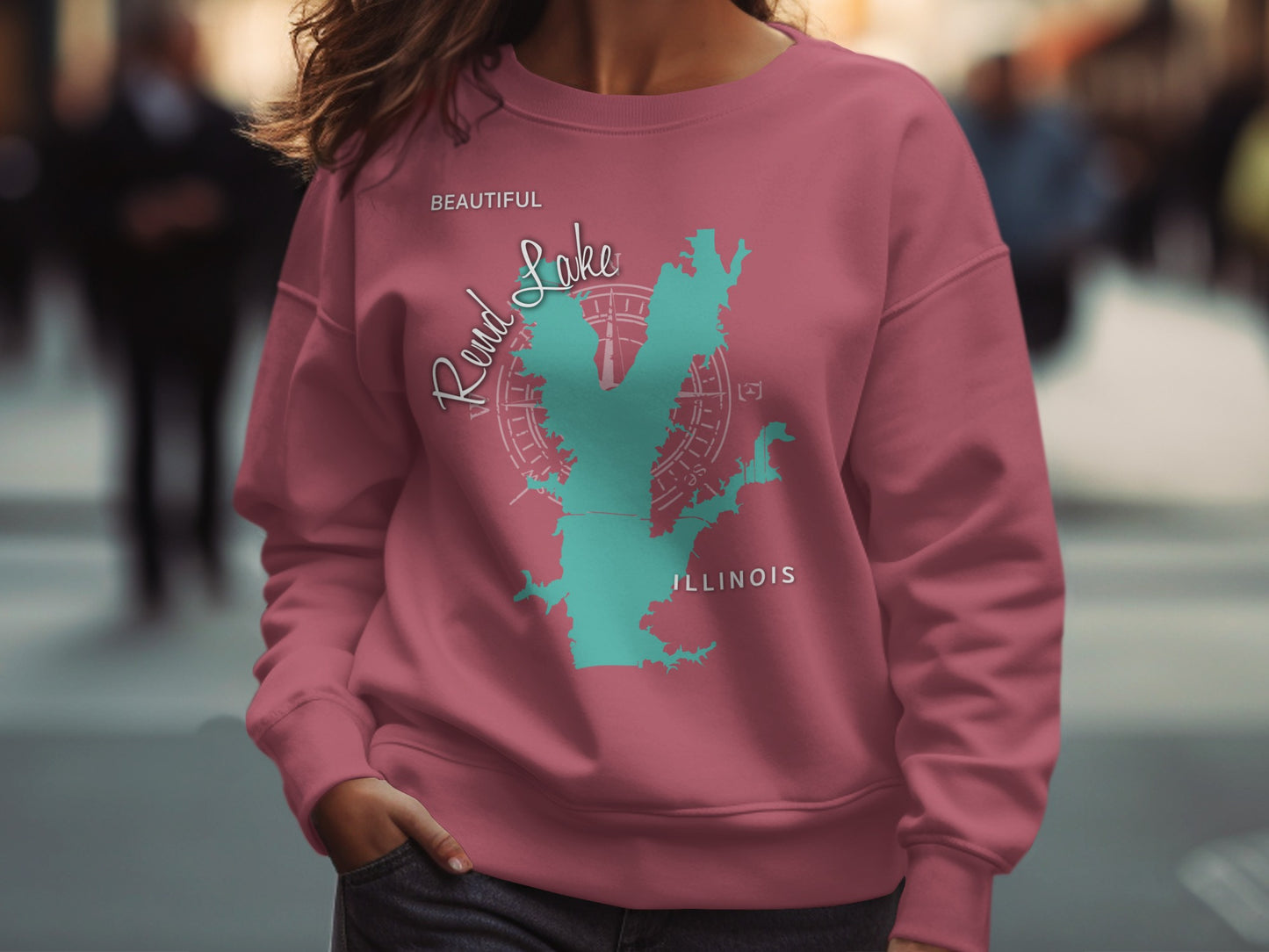 Beautiful Rend Lake Illinois Map Design T-Shirt or Sweatshirt