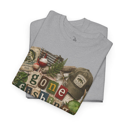 Gone Fishing T-Shirt | Scrapbooking Letters Retro Vintage Design | Retirement and Father's Day Shirt