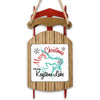 Wooden sled ornament with "Merry Christmas from Keystone Lake" text.