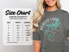 Comfort Colors heavyweight adult tee size chart with width and length measurements in inches.