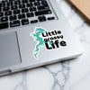 Turquoise lake outline sticker with text "Little grassy Life".