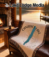 Blanket with Canandice Lake design and compass rose, New York.