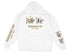 White hoodie with "Lake Life Canandaigua Lake New York" graphic on front and sleeve.