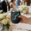 Black wine tumbler held by