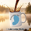 White mug with "NEWNANS LAKE FLORIDA" logo and a light blue lake outline.