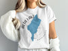 Alta Lake Washington with compass rose graphic on a white t-shirt.