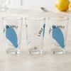 Three clear glasses featuring a blue outline of Lake Mohave and compass rose design.