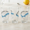Three clear glasses featuring a compass and blue Shokan Lake map graphic.