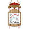 Sled ornament with red runners and wooden front panel featuring "Merry Christmas from Lake Cumberland."