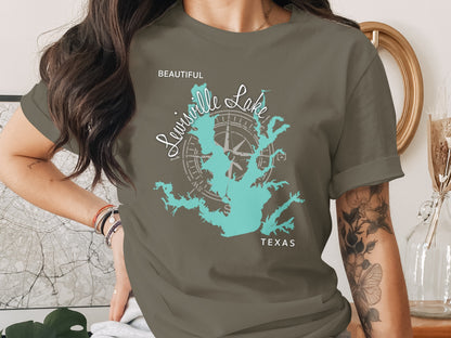 Lewisville Lake Texas Map Design T-Shirt or Sweatshirt