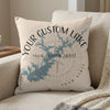 Custom lake map pillow with text: Your Custom Lake, Your Custom Image, Your State.