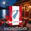 Garden flag with Moraine Lake shape and "The Smith Family" on Canadian flag design.