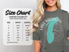 Comfort Colors 1717 heavyweight adult tee size chart with width and length measurements.