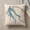 Pillow with Willow Springs Lake map and compass rose design, "Willow Springs Lake Arizona".