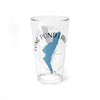Glass with "Long Pond Lake" text, blue state outline, and compass rose design.