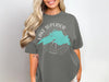 Grey t-shirt with Lake Superior map graphic and compass design.