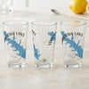 Three clear glasses with blue lake maps and "Waurika Lake Oklahoma" text.