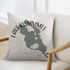 Pillow with Lake Kissimmee map and compass design in Florida.