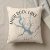 Cream pillow with map of High Rock Lake, North Carolina, and compass design.