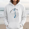 White hoodie with Lake Leelanau Michigan map and compass graphic.
