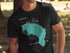 Black t-shirt featuring a teal map outline of Garibaldi Lake, British Columbia.