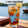 Glass of iced tea with Lake Murray map graphic and lemon slice.