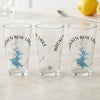 Three glasses display "Broken Bow Lake Oklahoma" with a blue lake map and compass design.