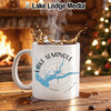 White mug with "Lake Seminole Georgia" and a compass rose design.