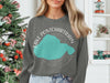 Crewneck sweatshirt with a teal Lake Pontchartrain graphic and "Louisiana" text.