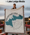 Merrymeeting Lake, New Hampshire map blanket with fringed edges.