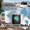 Mug, tumbler, and water bottle with Lake Hefner map graphic.