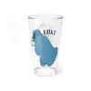 Clear pint glass with blue Ossipee Lake outline and text.